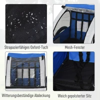 HOMCOM Kinderanhänger Kinderfahrrad geeignet für 2 Kinder, Stahlrahmen, Sitzträger mit Sicherheitsgurt, für Kinder ab 18 Monaten, Oxford-Gewebe, Stahl, 130x76x88 cm, Blau+Weiß(m-7)