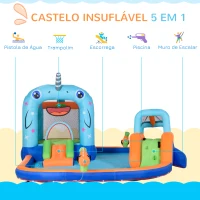 Outsunny Castelo Insuflável com Escorrega Trampolim Piscina Inflador e Bolsa de Transporte para Exterior 420x370x230cm Multicolorido(m-4)