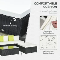 Outsunny White Rattan Garden Furniture 4-Seater Outdoor Sofa Set with Coffee Table - White(m-5)