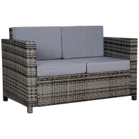 Outsunny Two-Seater Rattan Sofa - Mixed Grey(m-1)