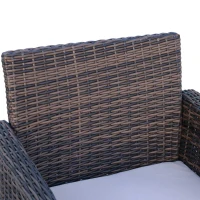 Outsunny 4 Pieces PE Rattan Garden Sofa Set with Cushions, Outdoor Patio Wicker Weave Conservatory Furniture Set with a Loveseat, 2 Armchairs and a Glass Top Coffee Table, Mixed Brown(m-8)