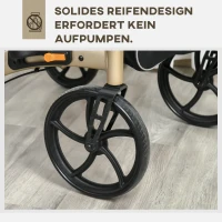HOMCOM Rollator mit Stuhl Faltbarer Gehwagen Gehhilfe für Senioren mit 4 Rädern Stauraum Bremse höhenverstellbar Leichtgewicht Aluminium Gold+Grau 67 x 64 x 80-92 cm(m-4)