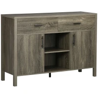 HOMCOM Buffet meuble de rangement 2 portes avec étagères, 2 tiroirs et 2 niches - dim. 120L x 39l x 83.8H cm(m-1)