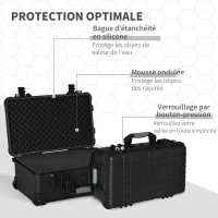 Valise antichoc - mallette d'extérieur appareil photo - mousse prédécoupée - étui rigide étanche appareil photo - poignée telescopique 2 roulettes - PP noir(m-5)