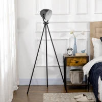 HOMCOM Lampadaire trépied lampadaire sur pied avec abat-jour style industriel en métal E27 40W max. 60 x 54 x 135 cm noir(m-7)