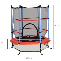 HOMCOM Kids Trampoline, with Safety Net, for Ages 3-6 Years(m-3)