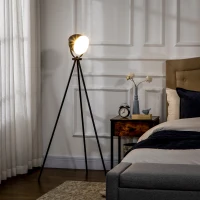 HOMCOM Lampadaire trépied lampadaire sur pied avec abat-jour style industriel en métal E27 40W max. 60 x 54 x 135 cm noir(m-2)