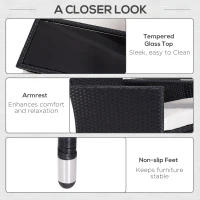 Outsunny 2-Seater Rattan Chair Set W/Middle Tea Table-Black(m-6)