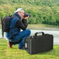 Valise antichoc - mallette d'extérieur appareil photo - mousse prédécoupée - étui rigide étanche appareil photo - poignée telescopique 2 roulettes - PP noir(m-2)
