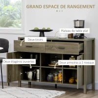 HOMCOM Buffet meuble de rangement 2 portes avec étagères, 2 tiroirs et 2 niches - dim. 120L x 39l x 83.8H cm(m-4)