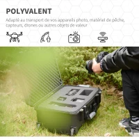 Valise antichoc - mallette d'extérieur appareil photo - mousse prédécoupée - étui rigide étanche appareil photo - poignée telescopique 2 roulettes - PP noir(m-7)
