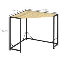 HOMCOM Bureau d'angle style industriel bureau Informatique cadre en en métal et bois 80 x 80 x 75,5 cm bois naturel(m-3)