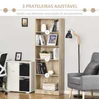 HOMCOM Estante para Livros de 5 Níveis com Prateleira Ajustável e Desenho Anti-Tombo Estante de Armazenamento 63x29,5x176 cm Madeira(m-4)