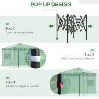 Outsunny Estufa de Jardim com 2 Janelas e Porta com Zíper de Aço e PE Verde 240x240x240 cm(m-5)
