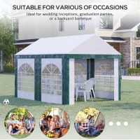 Outsunny Cort pentru petreceri 4 x 3 (m) cu pereti laterali, patru ferestre si usi duble, Cort de exterior pentru petreceri, nunti si evenimente(m-4)