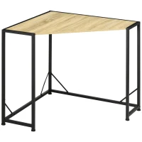 HOMCOM Bureau d'angle style industriel bureau Informatique cadre en en métal et bois 80 x 80 x 75,5 cm bois naturel(m-1)