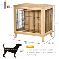 PawHut Transportbox aus Holz, Hundebox 81 cm x 58,5 cm x 76 cm Eiche Stahl Braun + Schwarz(m-3)
