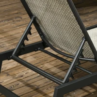 Outsunny Outdoor PE Rattan Sun Loungers, Patio Wicker Chaise Lounge Chair with 5-Position Backrest, Wheels for Sun Room, Garden, Poolside, Grey(m-8)