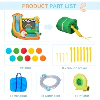 Outsunny Castel Gonflabil 5‑in‑1 Copii – Ferma cu Tobogan & Piscina(m-8)