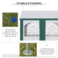 Outsunny Cort pentru petreceri 4 x 3 (m) cu pereti laterali, patru ferestre si usi duble, Cort de exterior pentru petreceri, nunti si evenimente(m-6)