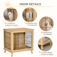 PawHut Transportbox aus Holz, Hundebox 81 cm x 58,5 cm x 76 cm Eiche Stahl Braun + Schwarz(m-6)