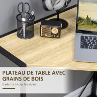 HOMCOM Bureau d'angle style industriel bureau Informatique cadre en en métal et bois 80 x 80 x 75,5 cm bois naturel(m-5)