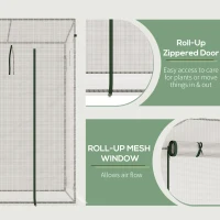 Outsunny 200x76x168cm Walk-in Garden Greenhouse Patio Hot House, Plants Flowers Herbs Tomato Grow w/ Steel Frame Door Window Balcony Patio(m-5)