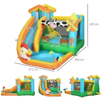 Outsunny Castel Gonflabil 5‑in‑1 Copii – Ferma cu Tobogan & Piscina(m-3)