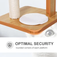 PawHut Ansamblu pentru Pisici cu 2 Stalpi din Lemn si Sisal si Perne pe 3 Nieluri 50 x 40 x91cm(m-5)