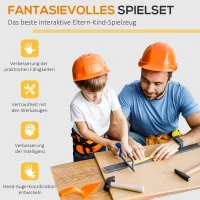 HOMCOM Kinder Werkbank Arbeitstisch Werkbanktisch mit 64 Zubehören Rollenspiel Spielzeug für 3-6 Jahre Gelb+Grau 66 x 30 x 68 cm(m-6)