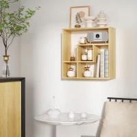 HOMCOM Étagère murale carrée 4 compartiments en panneaux de particules charge maximale 15 Kg 60 x 25 x 60 cm(m-2)