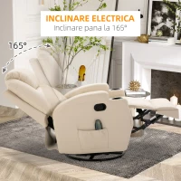 HomCom fotoliu balansoar pentru masaj, 84x92x109cm, crem(m-6)