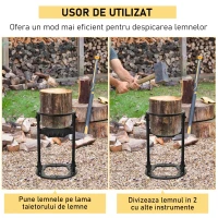 Outsunny Suport pentru lemn Circular Freza manuala de busteni din otel carbon pentru casa, camping si exterior, negru(m-5)