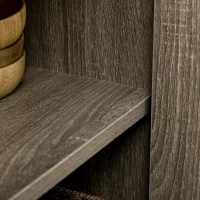 HOMCOM Buffet meuble de rangement 2 portes vitrées avec étagère 2 tiroirs grand plateau - dim. 121L x 40l x 87H cm(m-9)