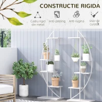 Outsunny Jardiniera din Metal cu 5 Etajere, Suport de flori pentru Interior si Exterior, 53x33x154cm, Alb(m-7)