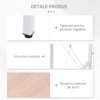 HOMCOM Birou pe Colt Spatiu Amplu din Lemn si Metal, Stejar si Alb(m-5)