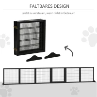 PawHut Absperrgitter für Hunde klappbar 432 x 36 x 70cm Kiefernholz Schwarz(m-7)