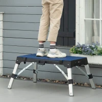 DURHAND Platforma de lucru pliabila 4 in 1, banca de lucru cu rigla, schela, si carucior, aluminiu si plastic(m-1)