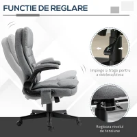 Fotoliu Relax cu Masaj Vinsetto cu Interfata USB si Inaltime Reglabila, 68,5x72x109-119cm, Gri(m-7)
