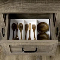 HOMCOM Buffet meuble de rangement 2 portes vitrées avec étagère 2 tiroirs grand plateau - dim. 121L x 40l x 87H cm(m-8)