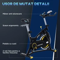HOMCOM bicicleta fitness, cu monitor LCD 126x70x94cm negru(m-8)