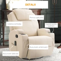 HomCom fotoliu balansoar pentru masaj, 84x92x109cm, crem(m-8)