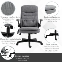 Fotoliu Relax cu Masaj Vinsetto cu Interfata USB si Inaltime Reglabila, 68,5x72x109-119cm, Gri(m-8)