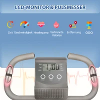 HOMCOM hometrainer 2-in-1 fietstrainer LCD display opvouwbare hometrainer hometrainer met 8 niveaus instelbare magnetische weerstand en 1 paar spankoorden staalgrijs 97x51x115 cm(m-4)