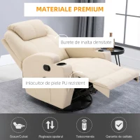 HomCom fotoliu balansoar pentru masaj, 84x92x109cm, crem(m-5)