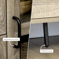 HOMCOM Buffet meuble de rangement 2 portes vitrées avec étagère 2 tiroirs grand plateau - dim. 121L x 40l x 87H cm(m-7)