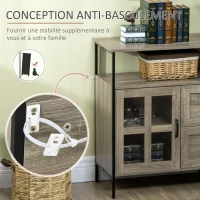 HOMCOM Buffet meuble de rangement 2 portes vitrées avec étagère 2 tiroirs grand plateau - dim. 121L x 40l x 87H cm(m-6)