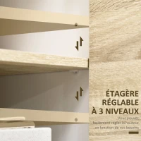 HOMCOM Meuble de rangement commode avec placard 2 portes et 2 étagères réglables 80 x 40 x 70 cm blanc et aspect bois(m-6)