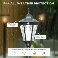 Outsunny 2.4 m Garden Lamp Post Light, LED Solar Powered Patio Path Lighting Lamp with Aluminium Frame, PIR Motion Sensor for Lawn, Pathway, Driveway, Black(m-6)