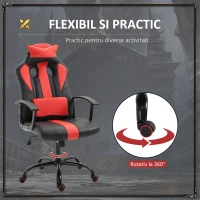 Vinsetto Scaun de Birou ergonomic Inaltime Reglabila cu Perna, Negru si Rosu, 66x64x116-126 cm(m-6)